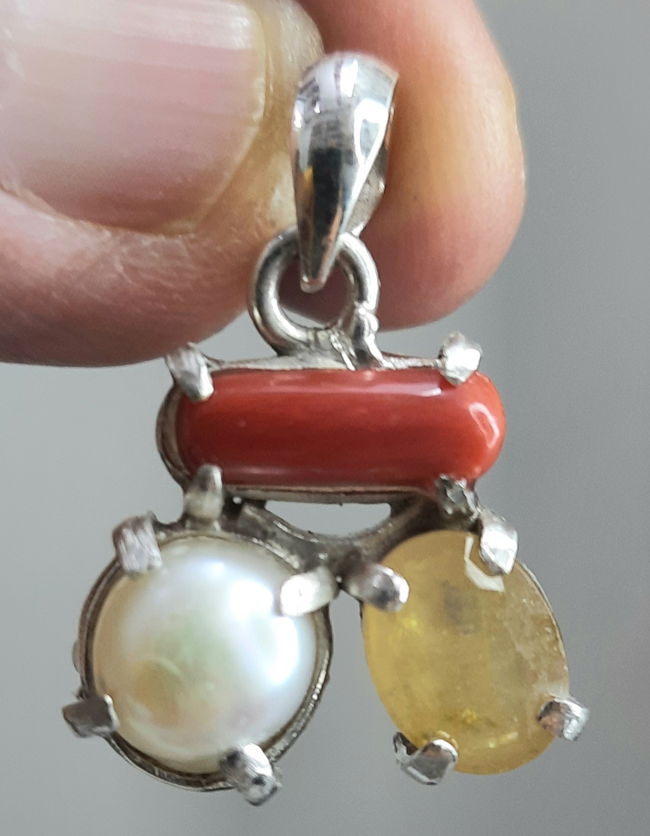 Trishakti Ratna Pendant (Yello Sapphire, Coral, Pearl)